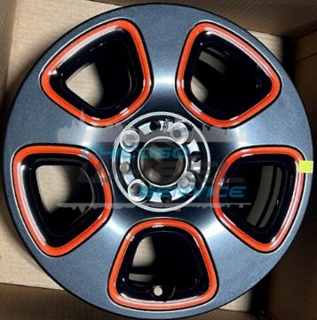Picture of 15x6.5 Fiat 500e Black/ Red Inserts New Wheel Rim 68109927AB